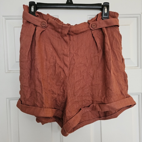 Sienna Sky High Waist Rust Shorts - Picture 1 of 5